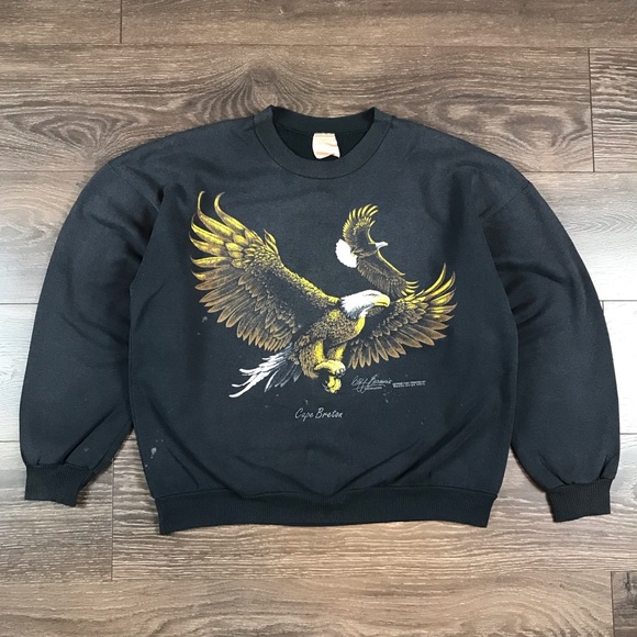 Cape Breton Island, Nova Scotia Canada Vintage North American Bald Eagle Sweater - Picture 1 of 9